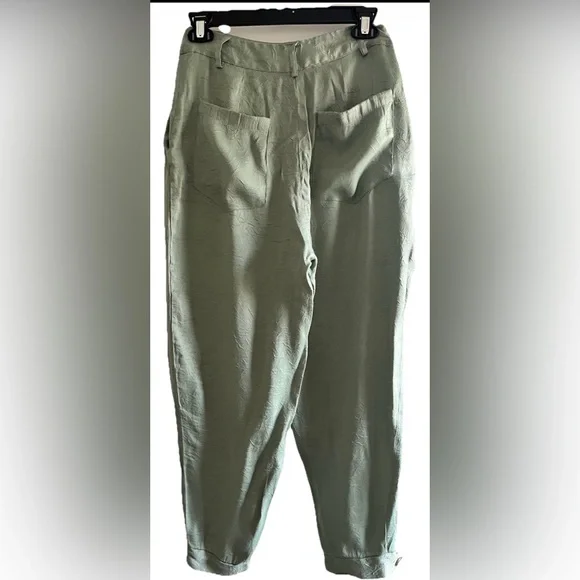 ZARA Sage Green Pants Button Cuff Women’s Small - Picture 2 of 6